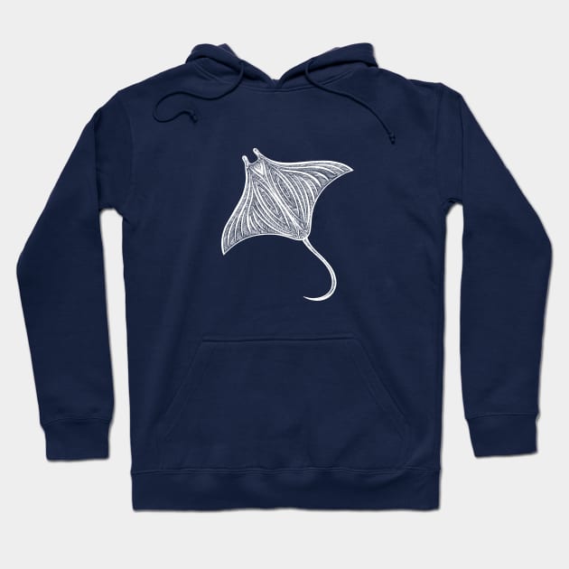 Manta Ray Ink Art - on dark colors Hoodie by Green Paladin